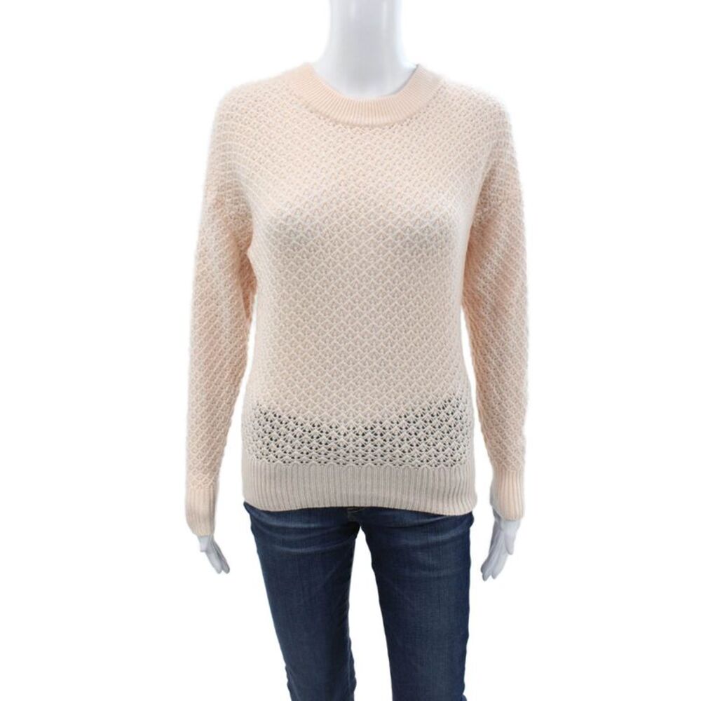 Joie Women Pullover Sweater Beige Geometric Crew Neck Long Sleeve Wool Size S